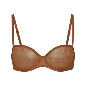 SKIMS Ultra fine mesh underwire‎ scoop bra strapless size 32A Bronze